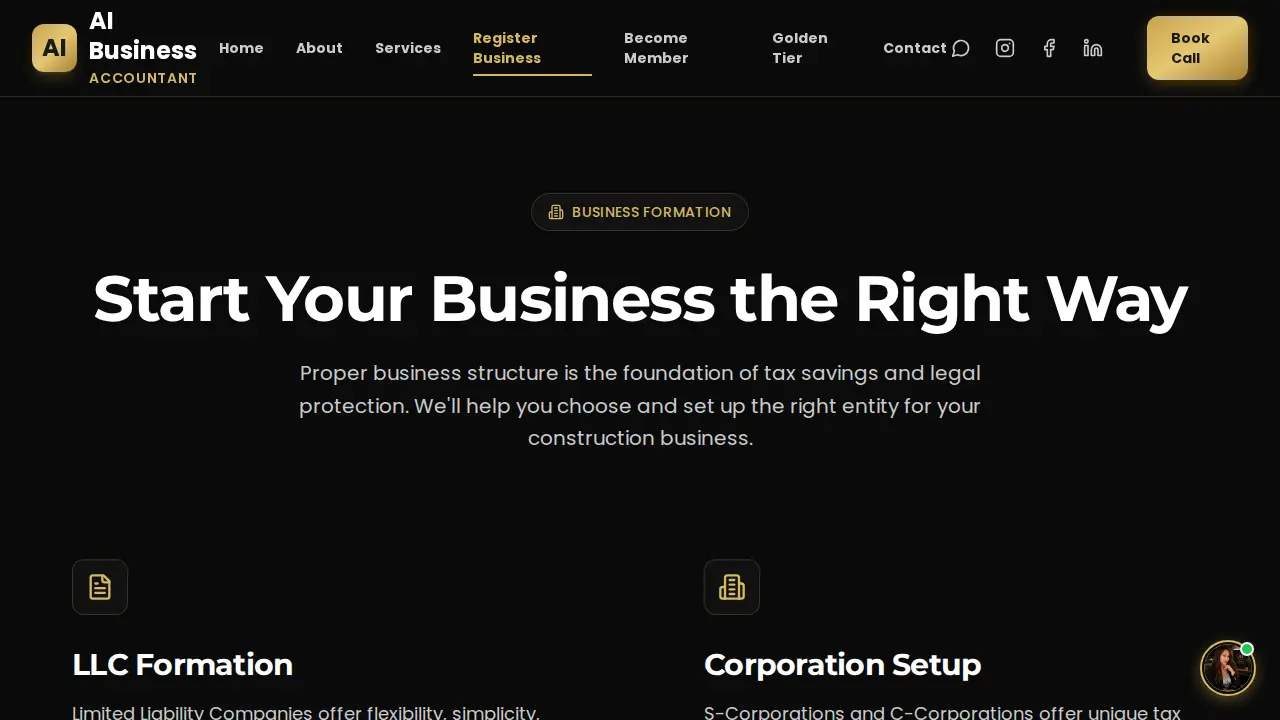 AI Business Accountant page