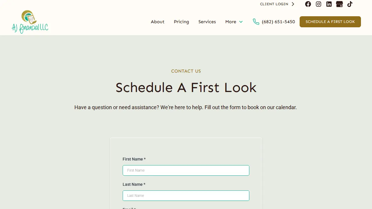 AJ Financial LLC page