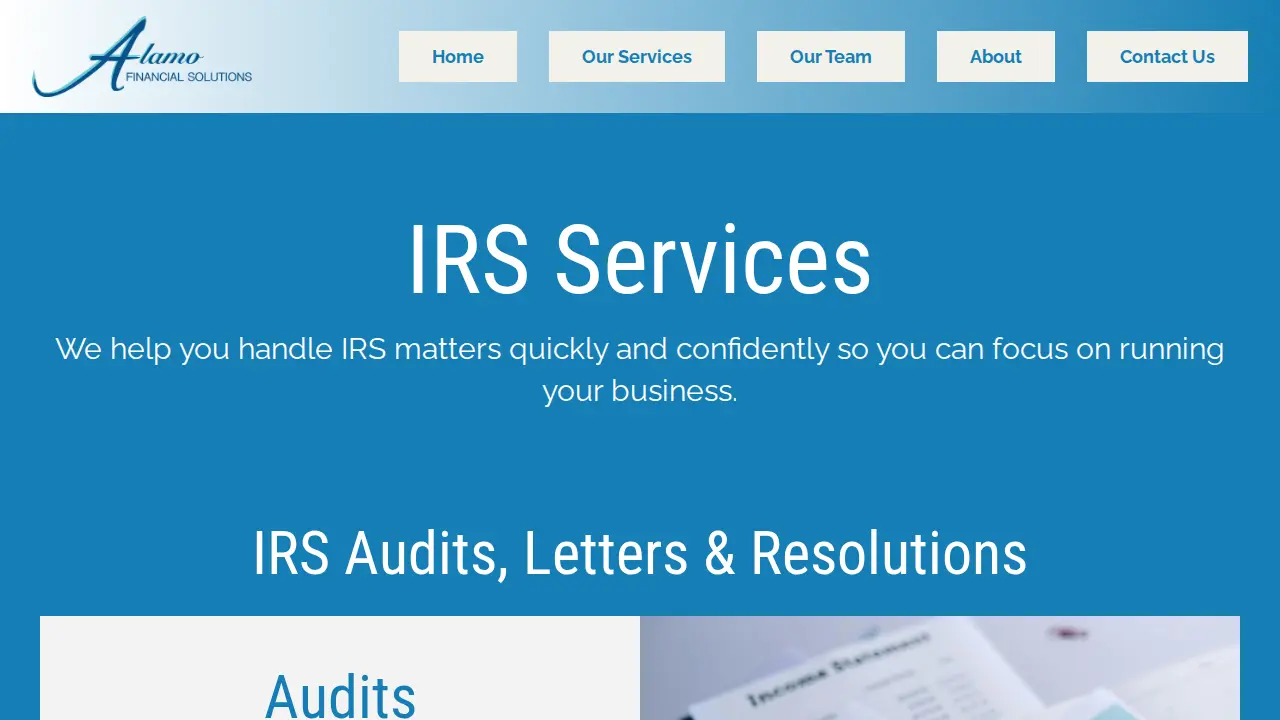 Alamo Financial Solutions page