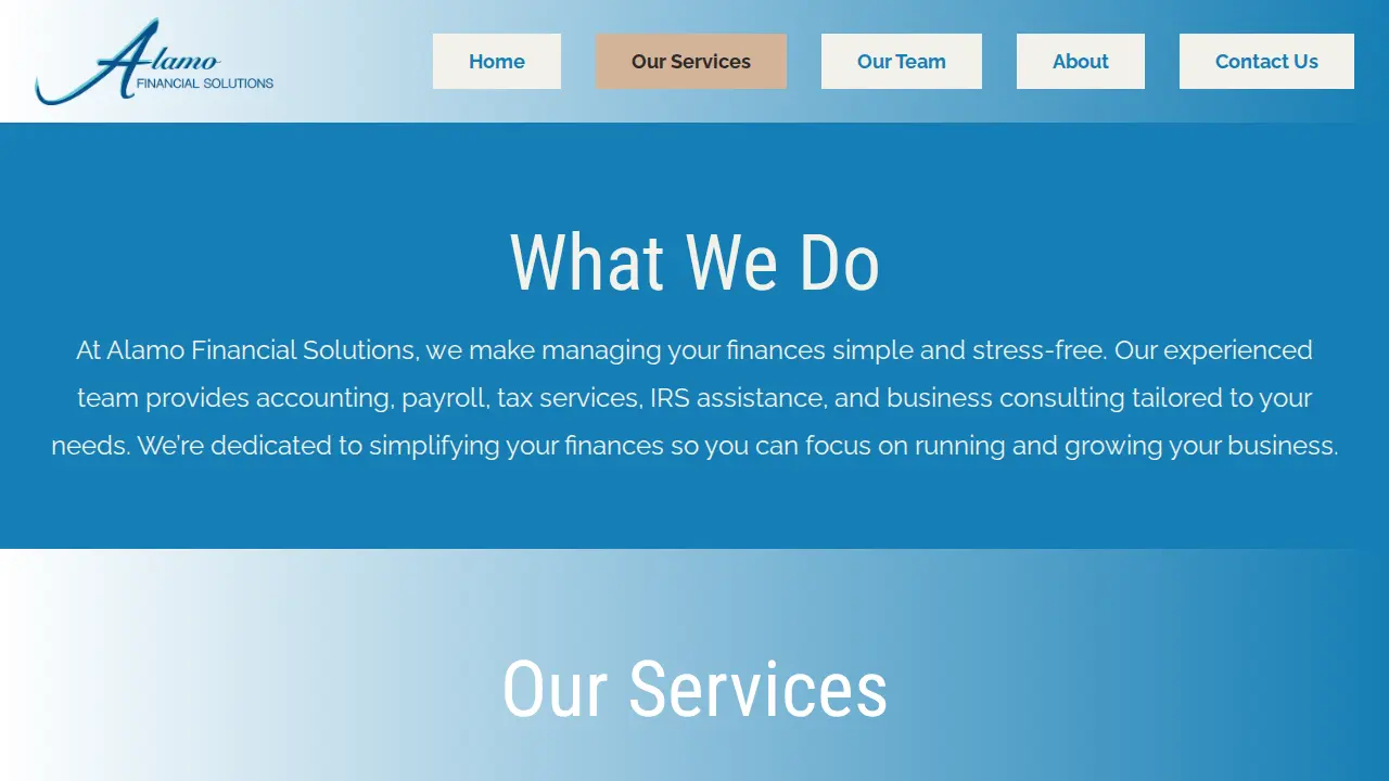 Alamo Financial Solutions page