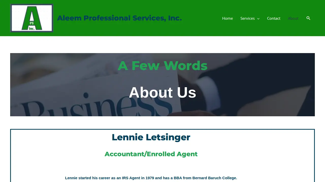 Aleem Accounting Inc. page