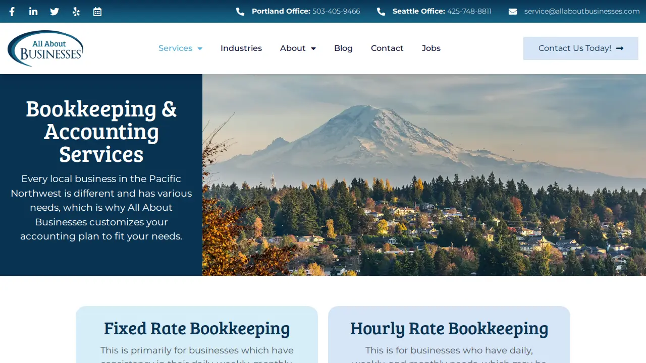 All About Businesses page