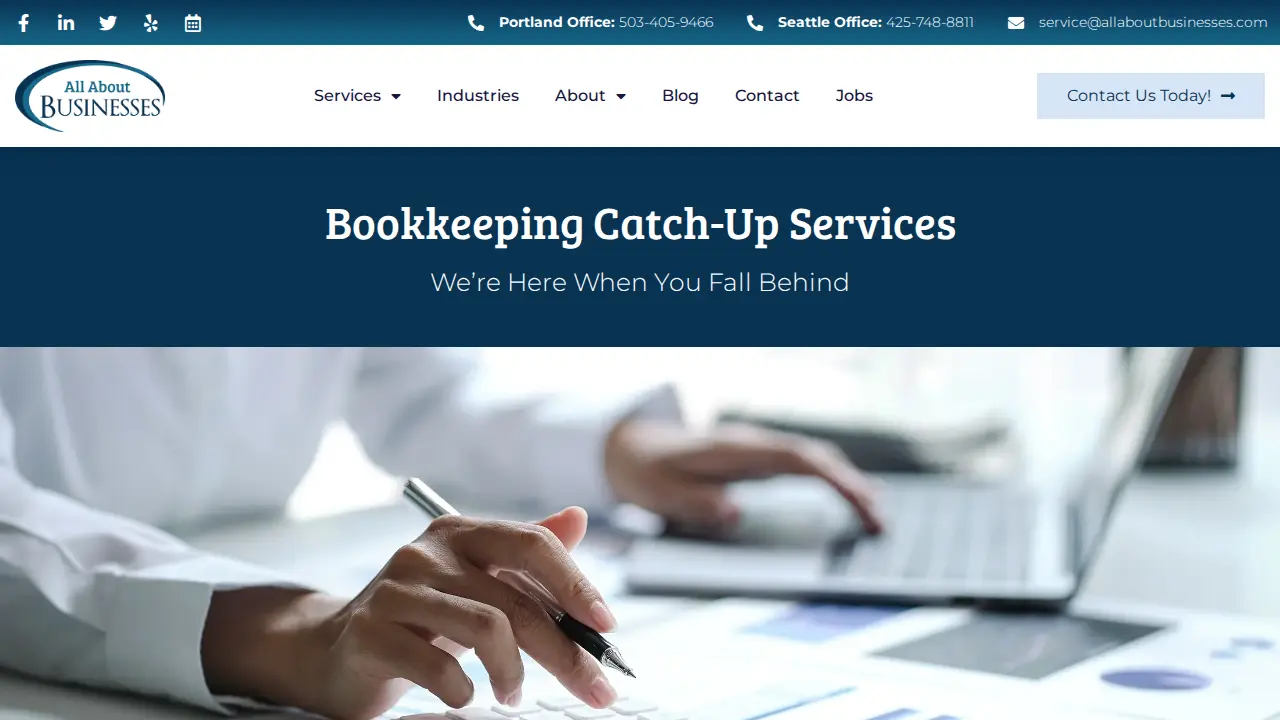 All About Businesses page