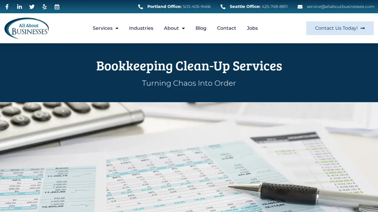 All About Businesses page