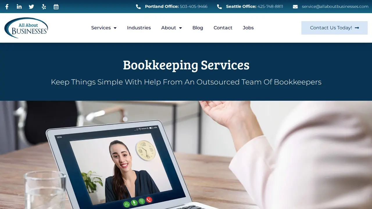 All About Businesses page