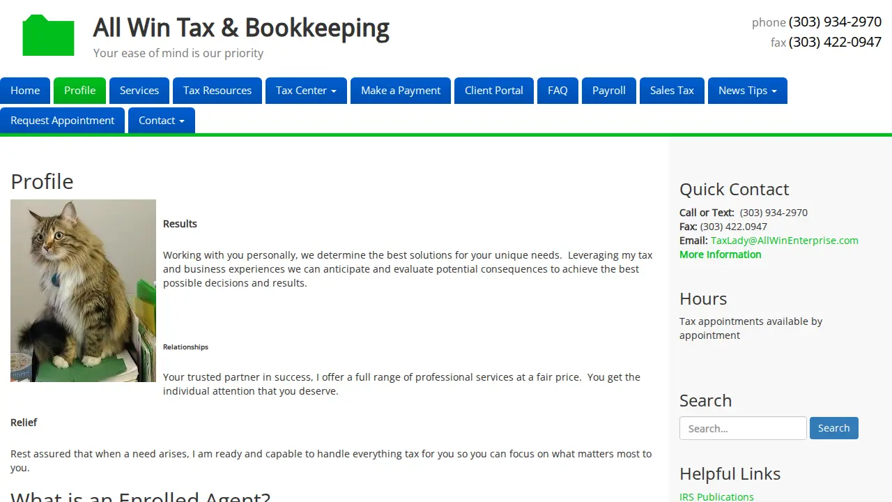 All Win Tax & Bookkeeping page