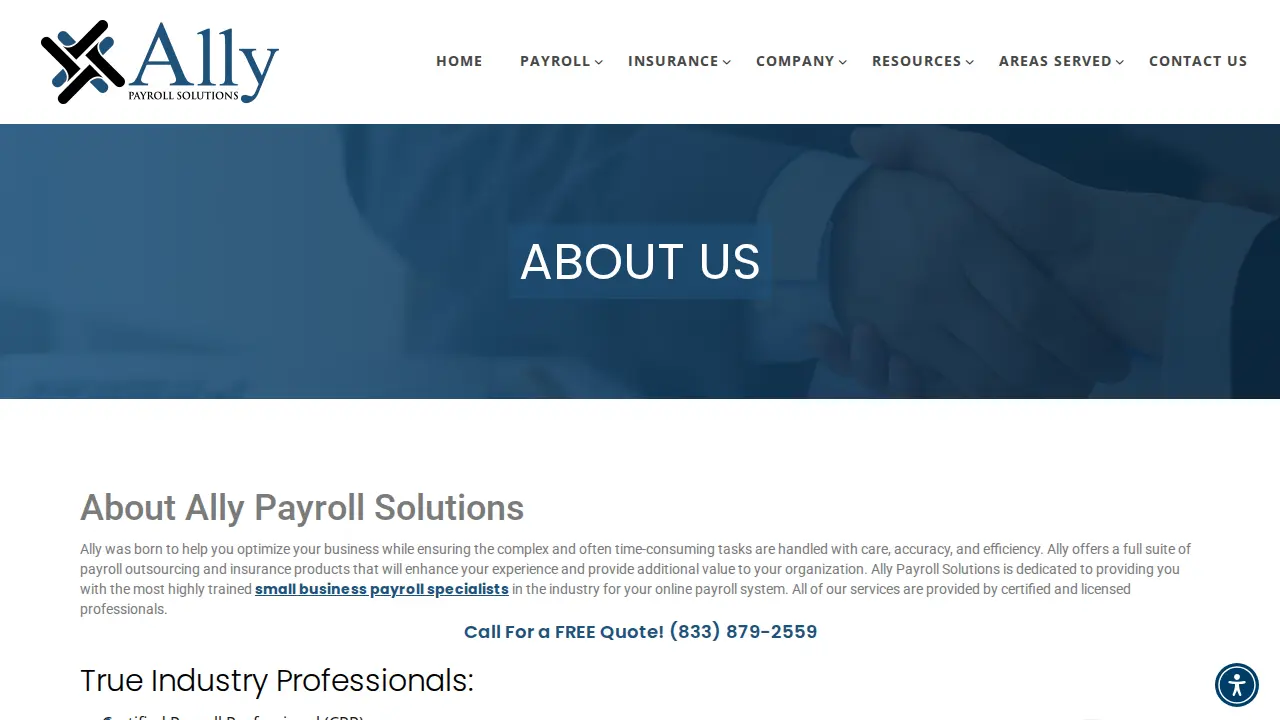 Ally Payroll Solutions page