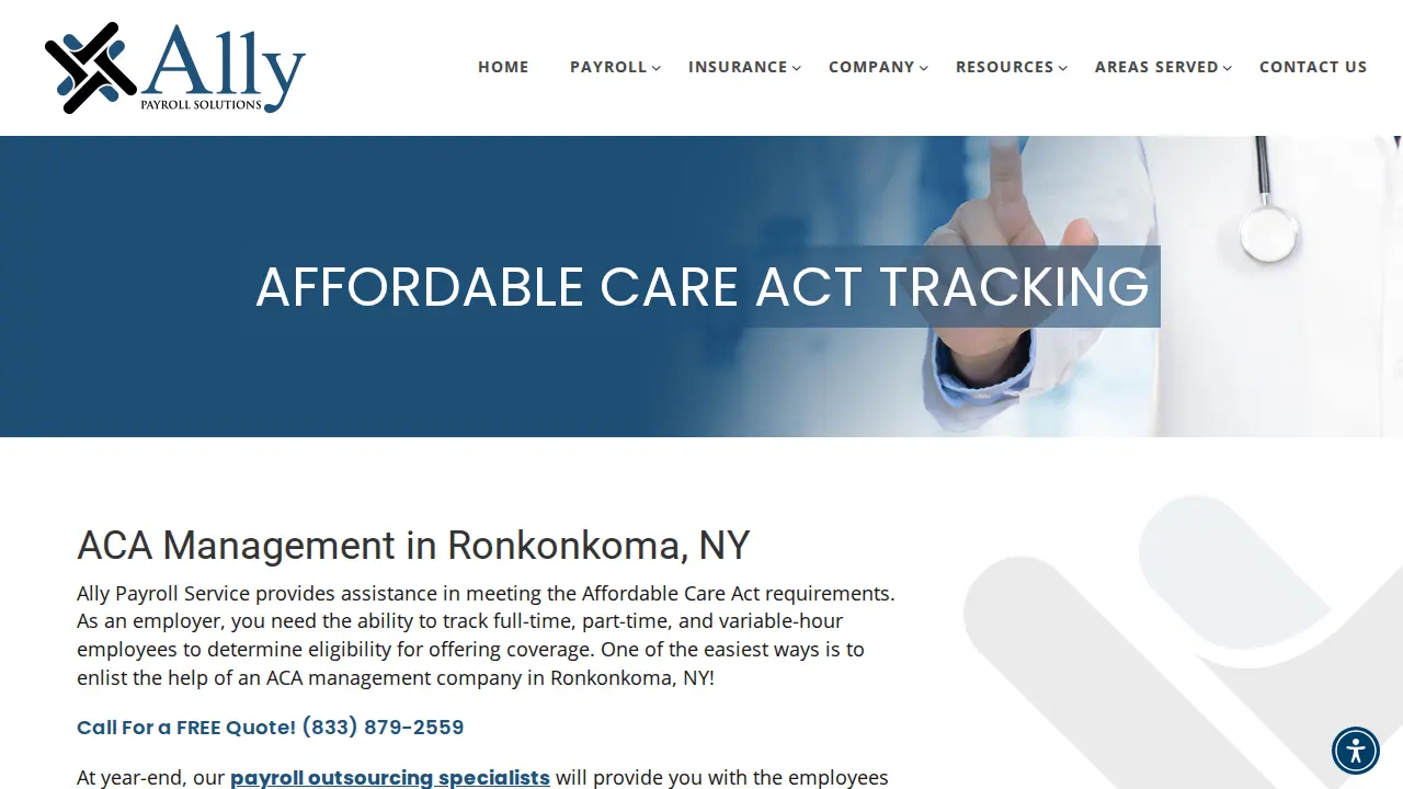 Ally Payroll Solutions page