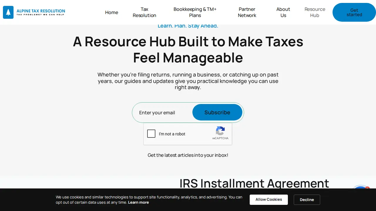 Alpine Tax Resolution page