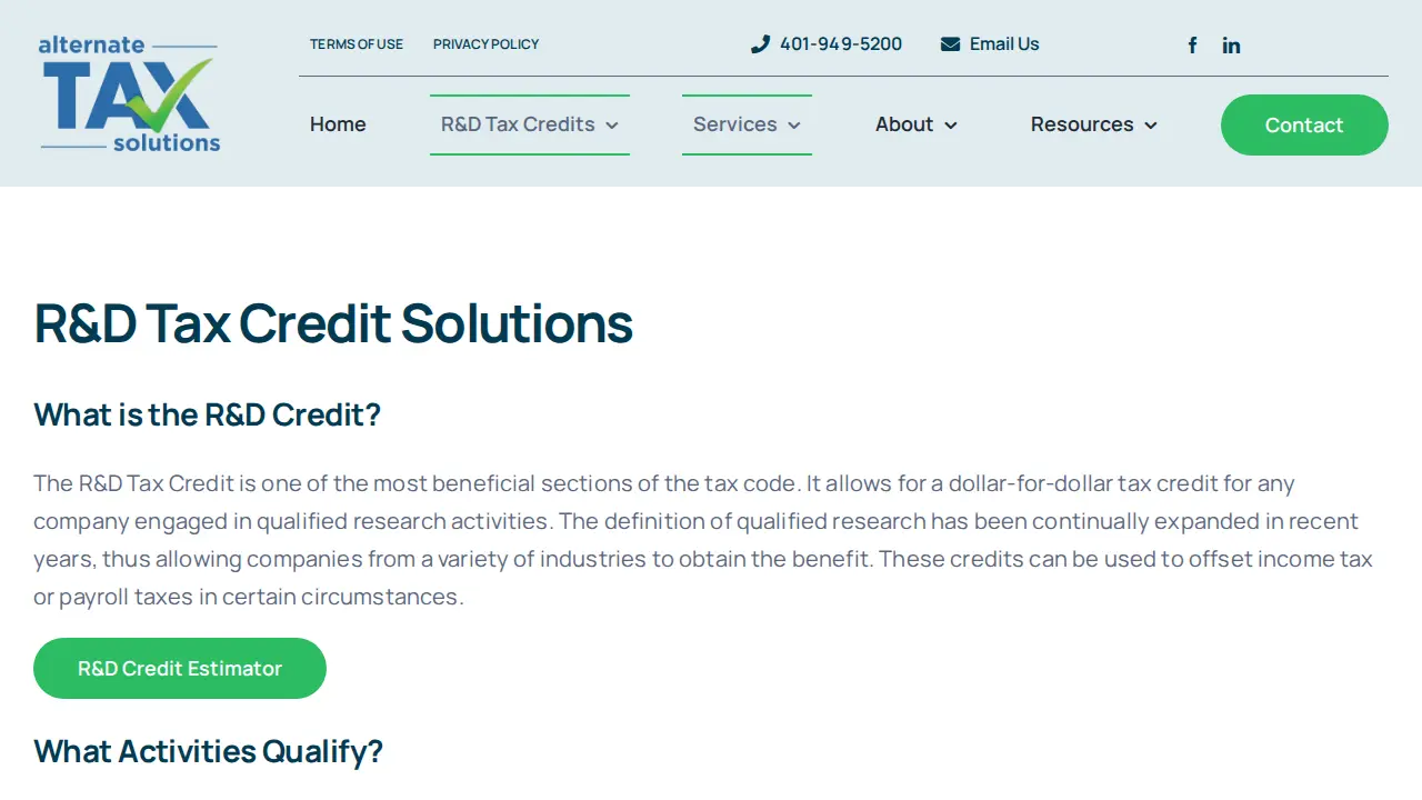 Alternate Tax Solutions page