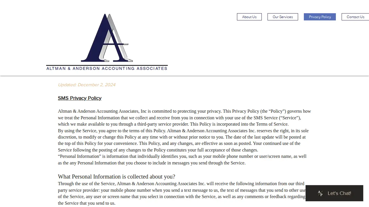 Altman & Anderson Accounting Associates Inc page