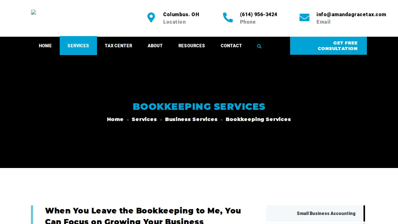 Amanda Grace Tax & Consulting page