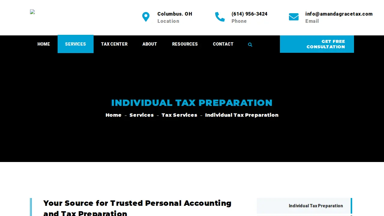 Amanda Grace Tax & Consulting page