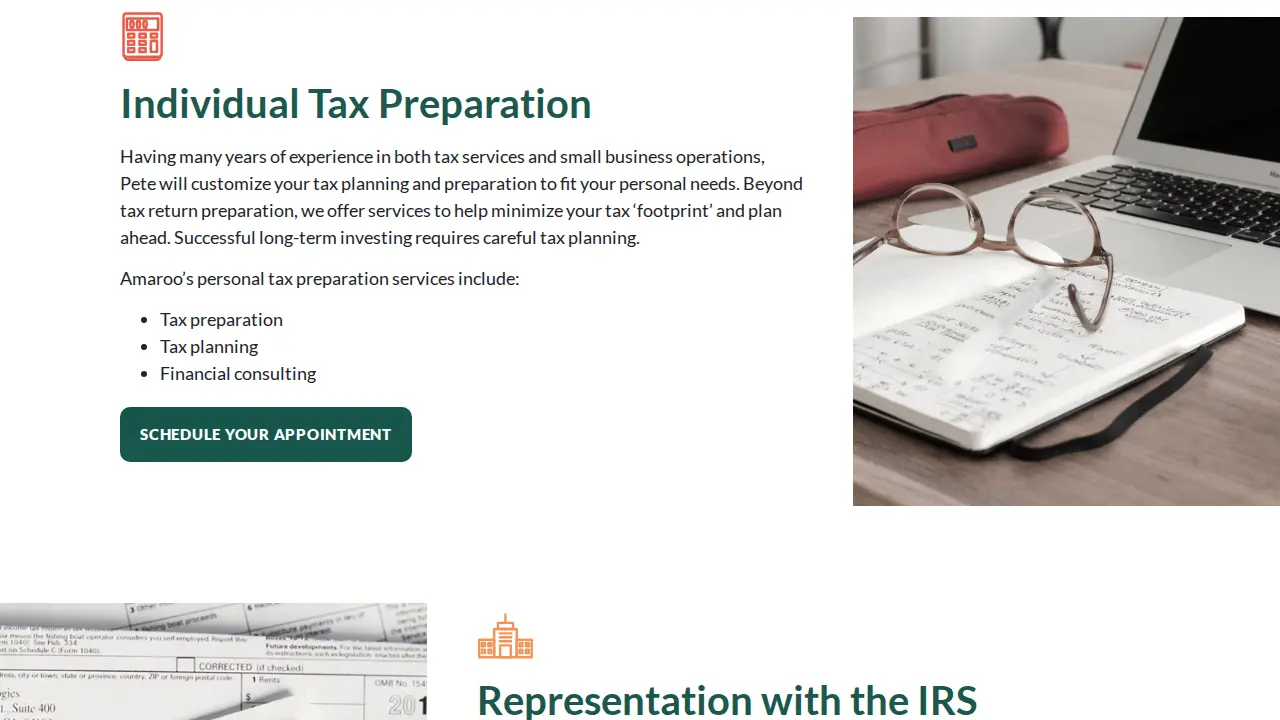 Amaroo Tax Services page