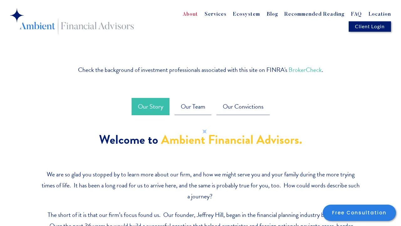 Ambient Financial Advisors page
