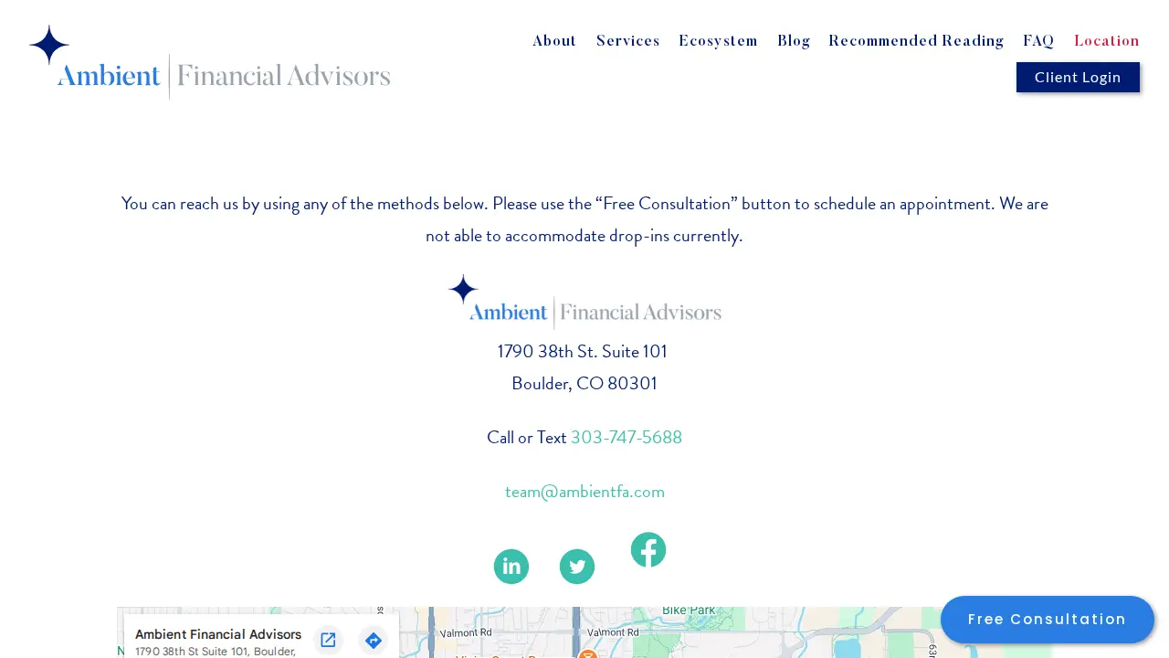 Ambient Financial Advisors page