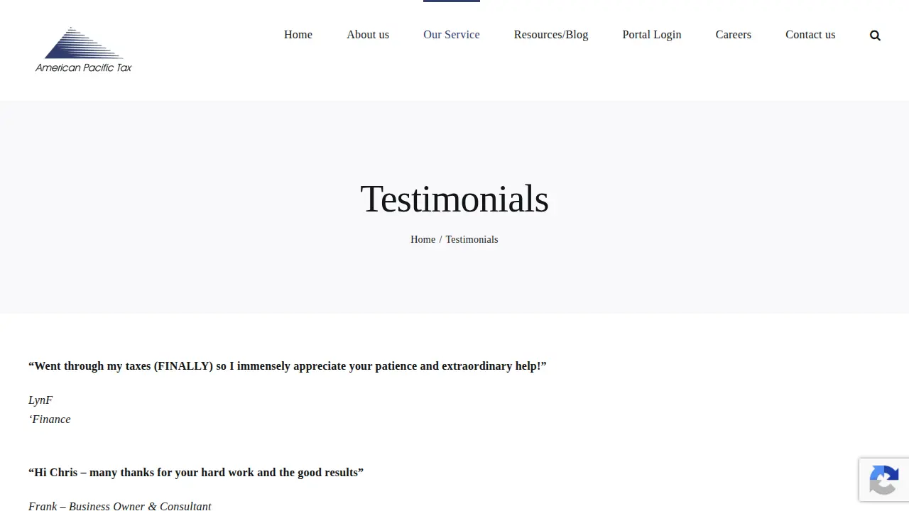 American Pacific Tax Limited page