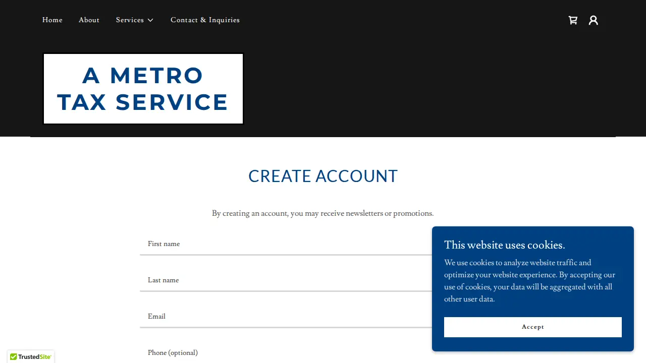 A METRO TAX SERVICE page