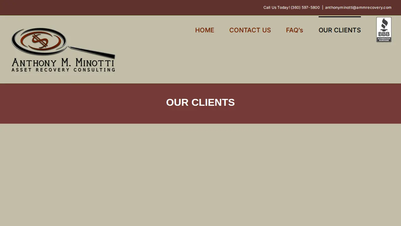 Anthony M. Minotti Asset Recovery page