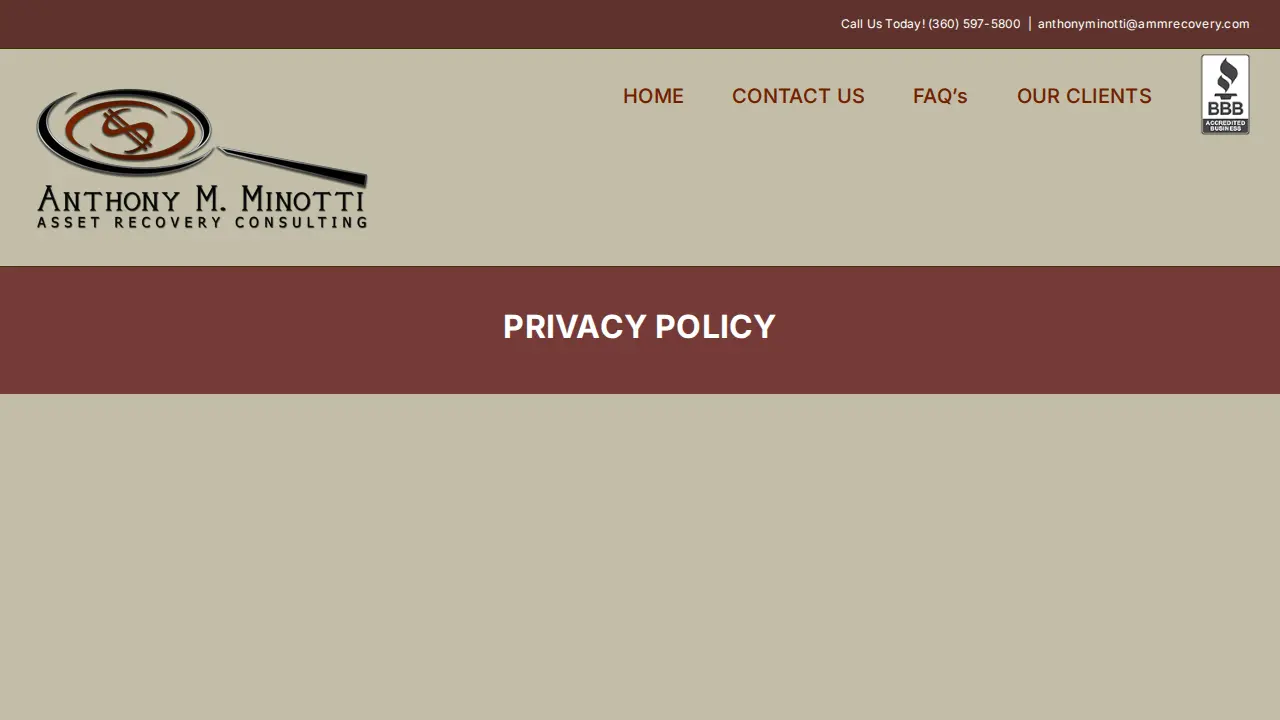 Anthony M. Minotti Asset Recovery page