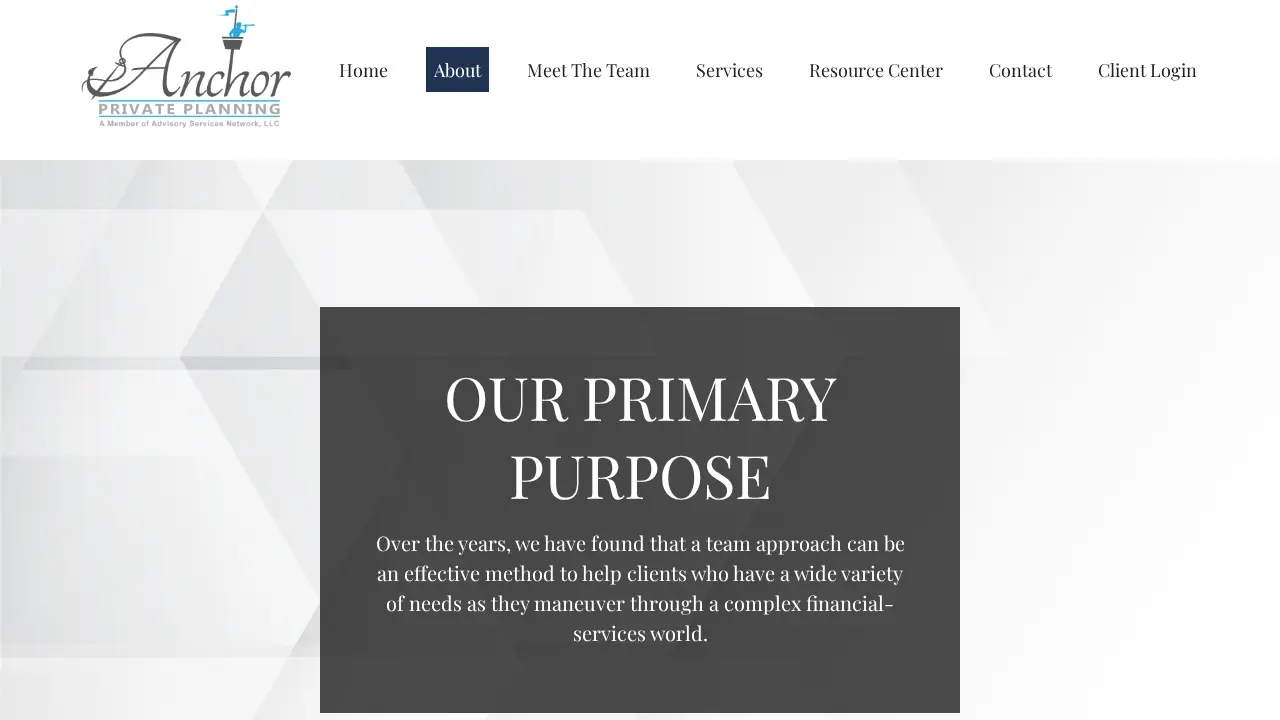 Anchor Private Planning page