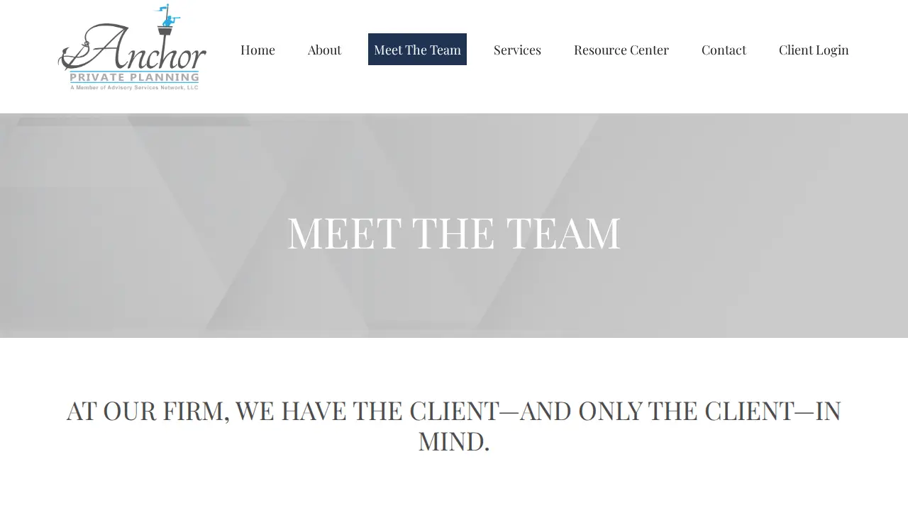 Anchor Private Planning page