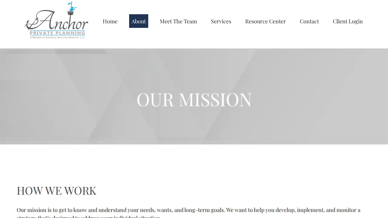 Anchor Private Planning page