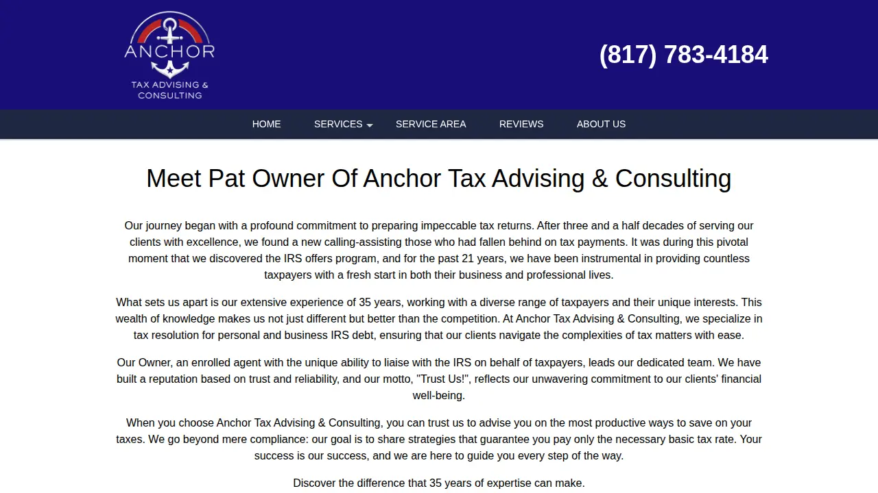 Anchor Tax Advising & Consulting page