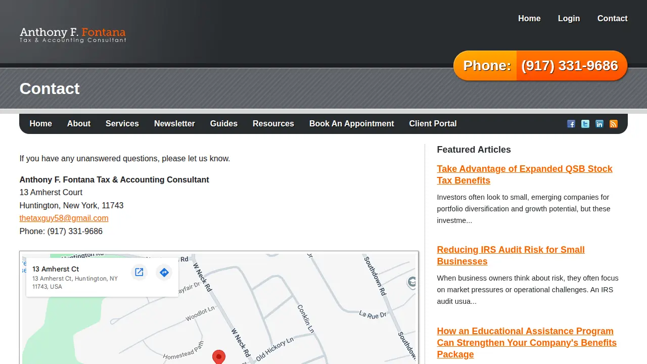 Anthony F Fontana Accounting & Tax page