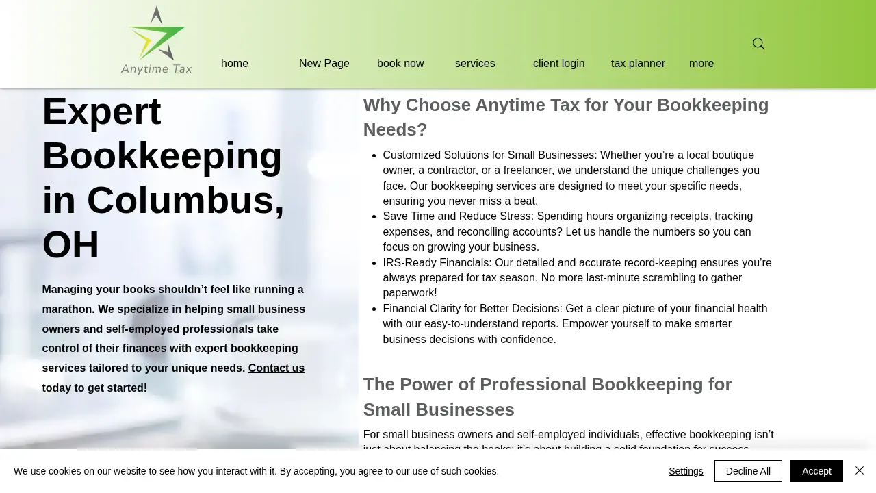 Anytime Tax page