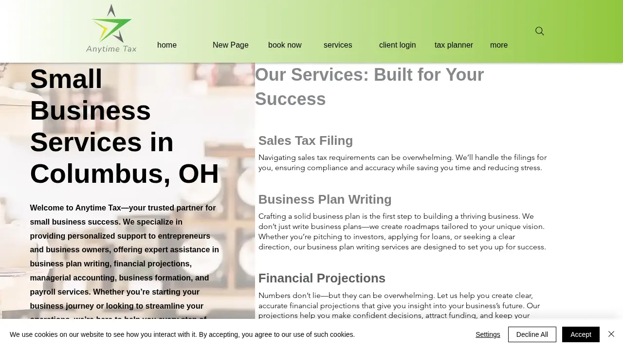 Anytime Tax page