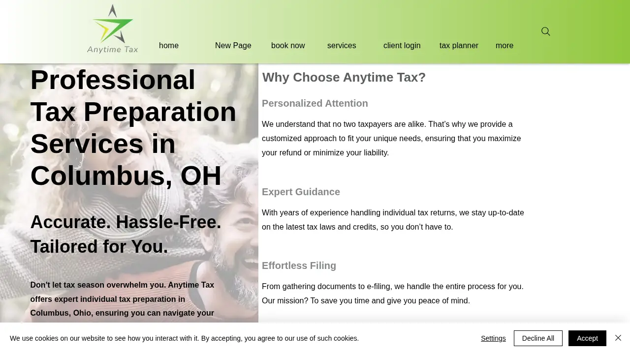 Anytime Tax page