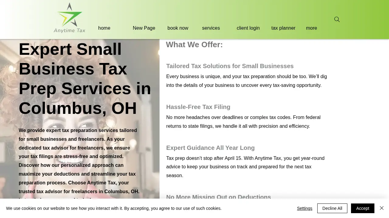 Anytime Tax page