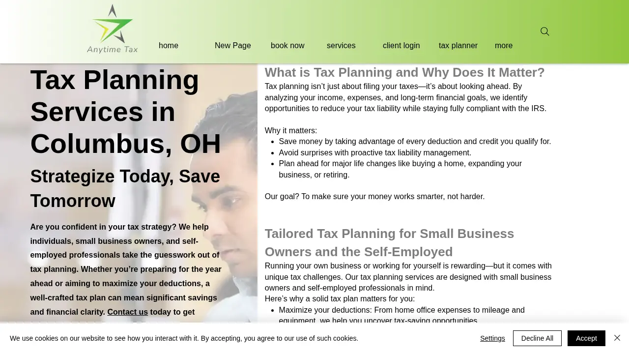 Anytime Tax page