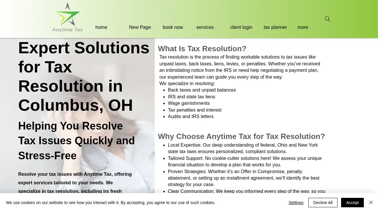 Anytime Tax page