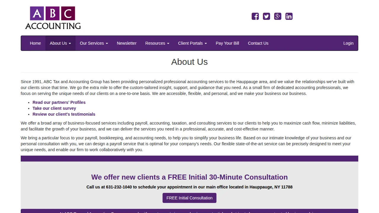 ABC Tax and Accounting Group page