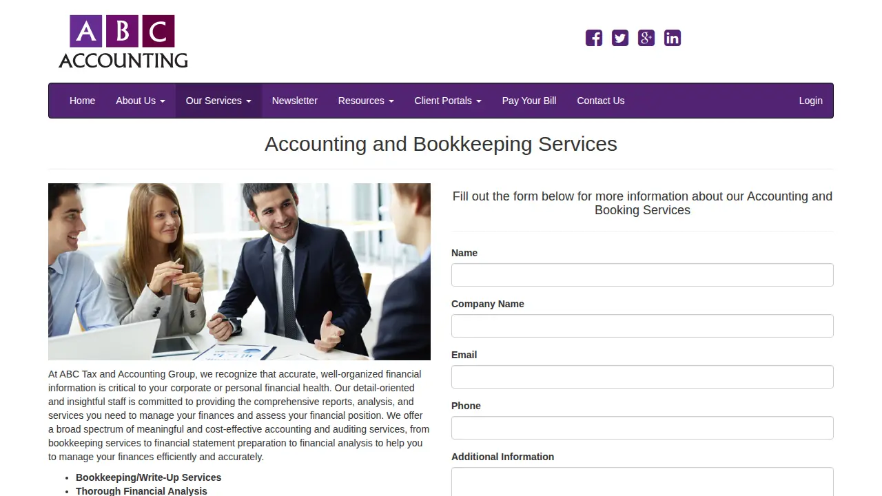 ABC Tax and Accounting Group page