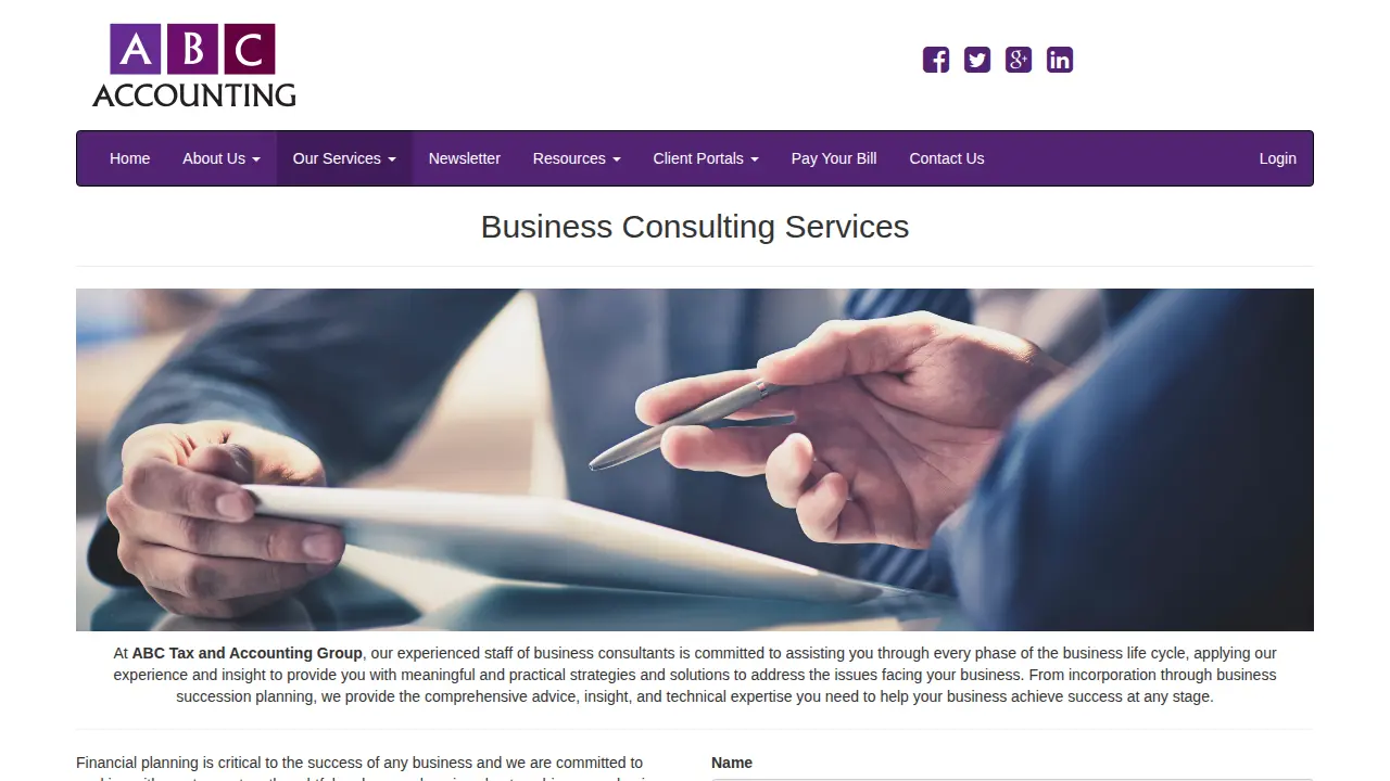 ABC Tax and Accounting Group page