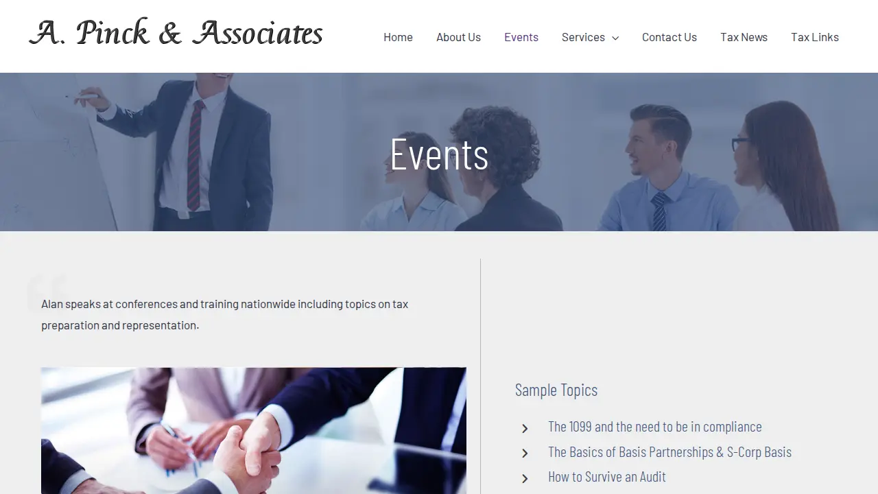 A Pinck & Associates page