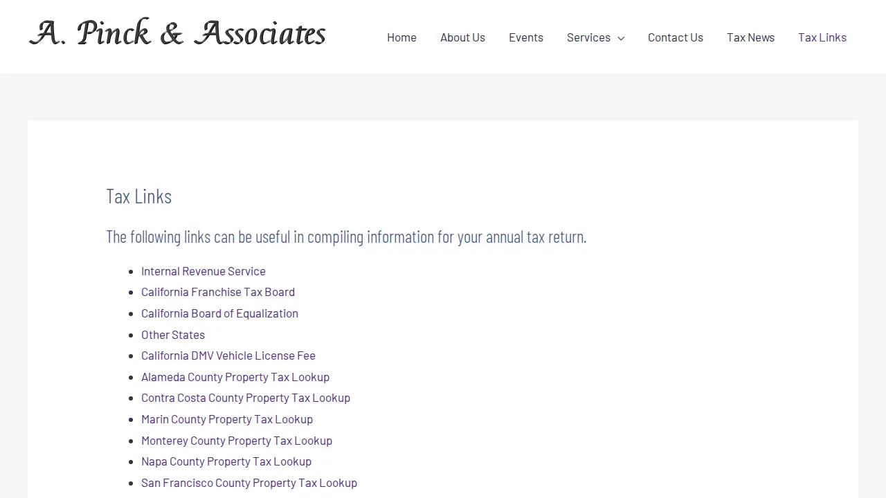 A Pinck & Associates page