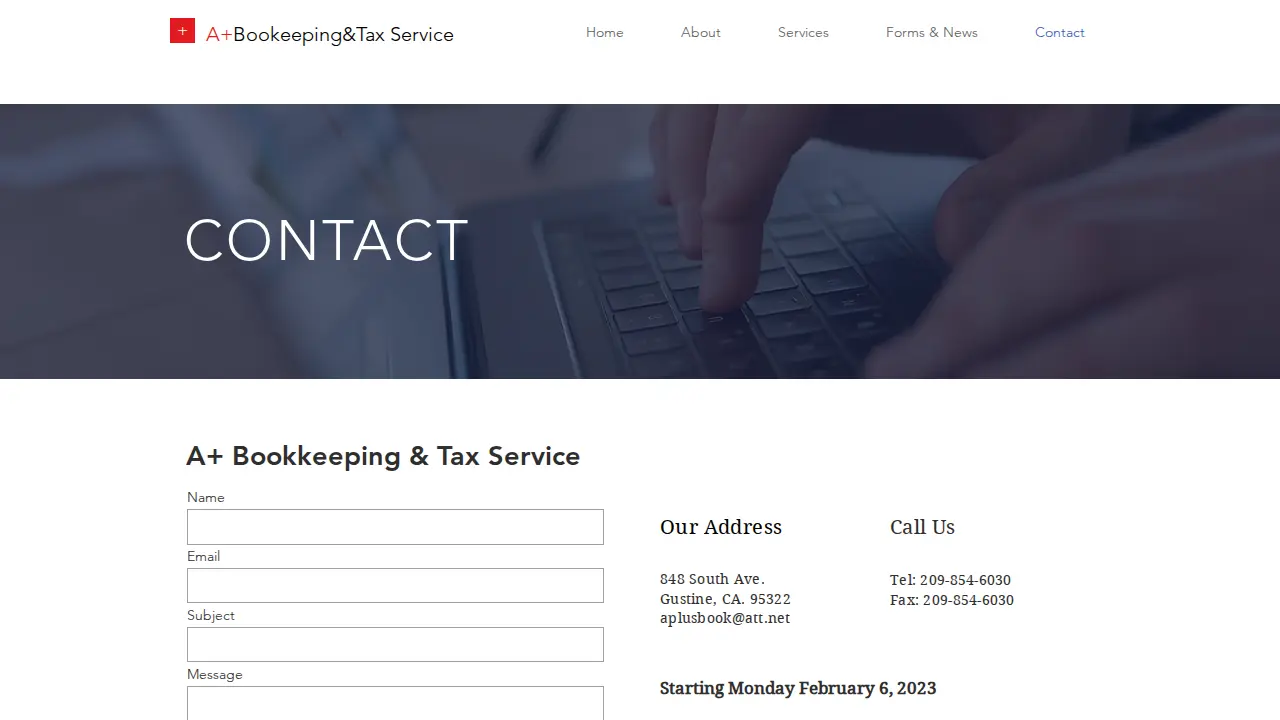 A+ Bookkeeping & Tax Service page