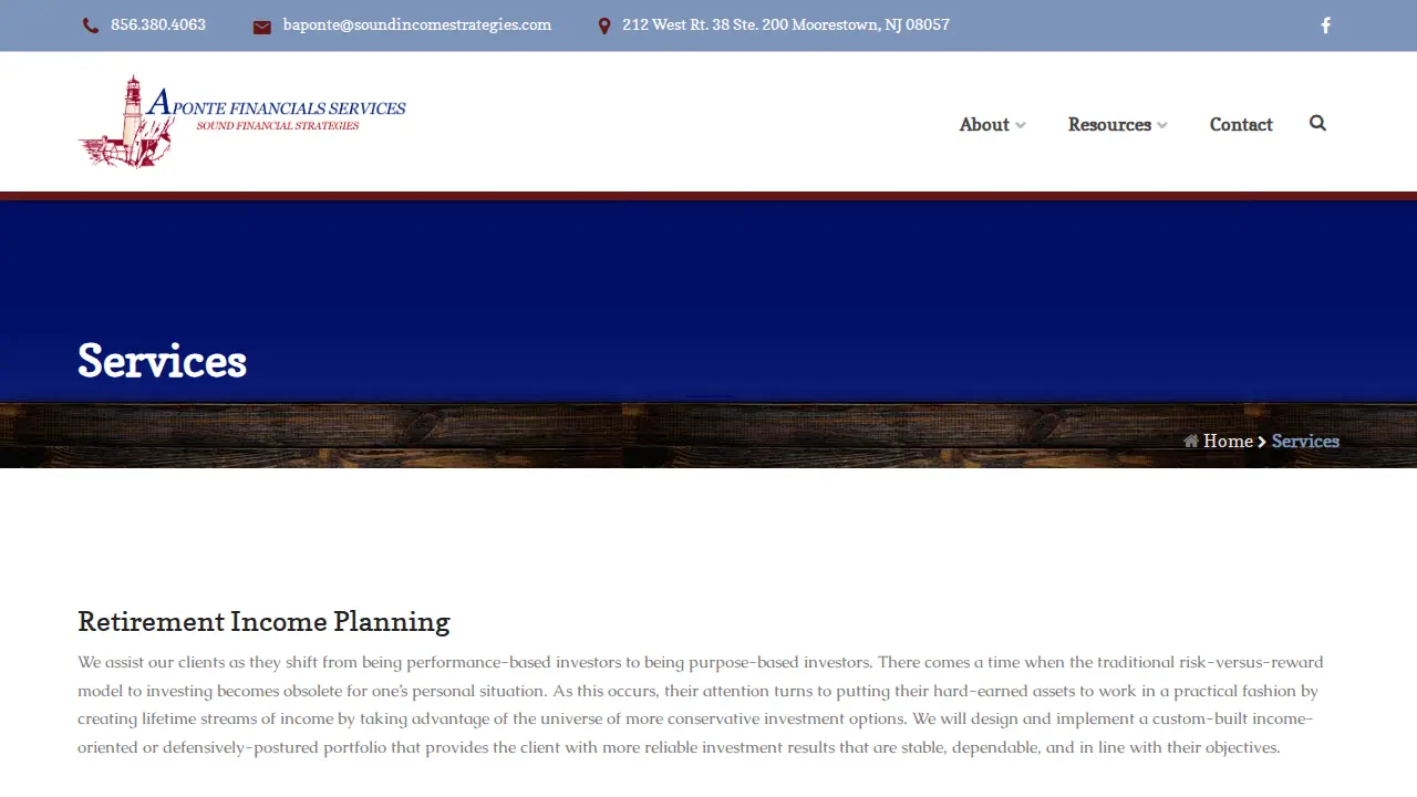 Aponte Financial Service page