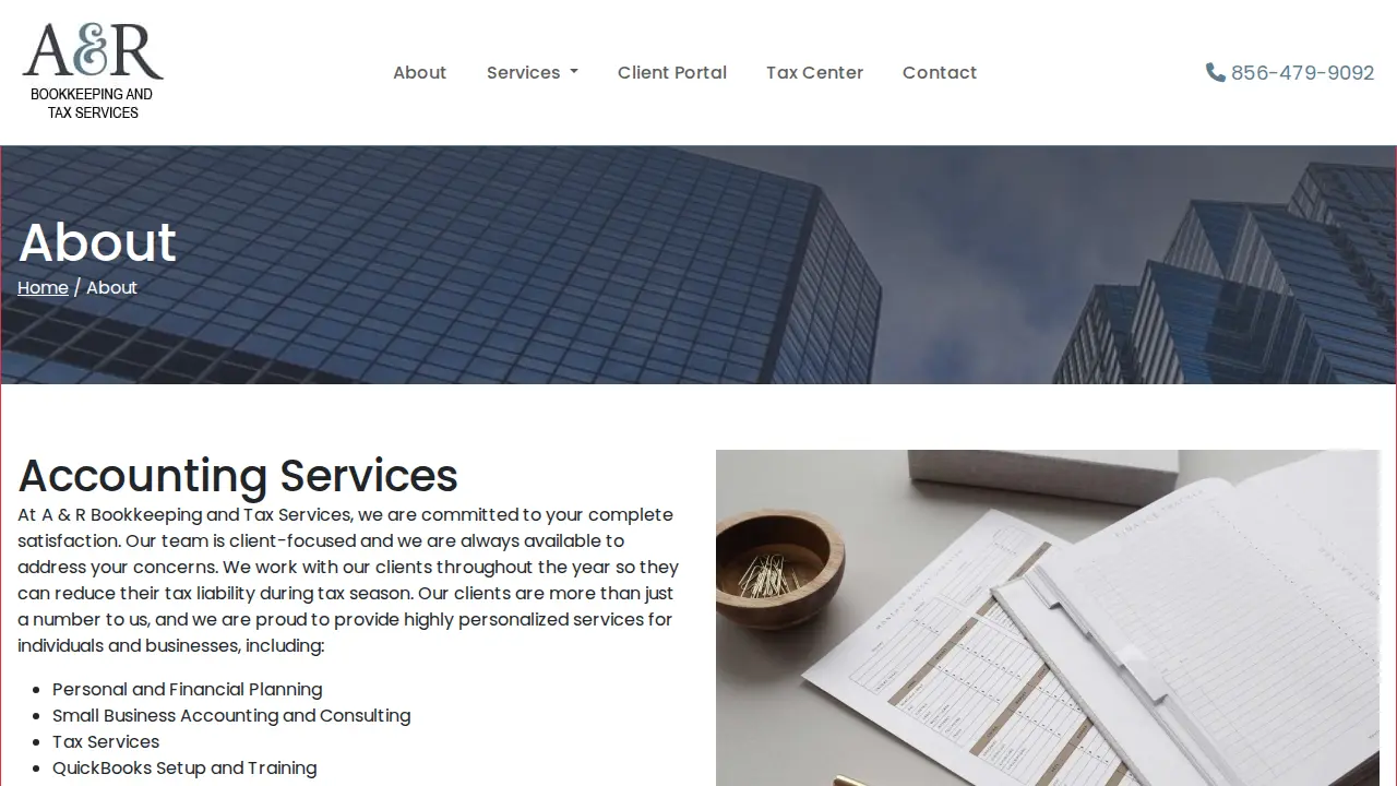 A&R Bookkeeping and Tax Services page