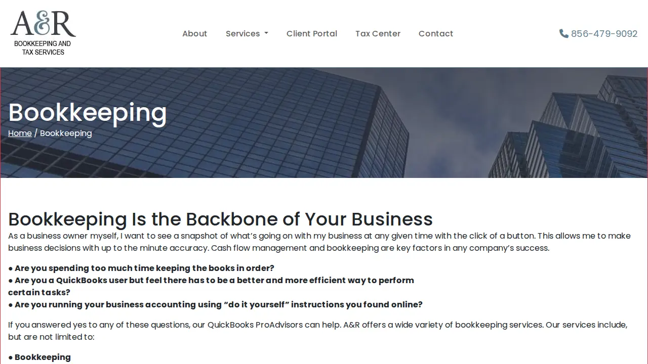 A&R Bookkeeping and Tax Services page