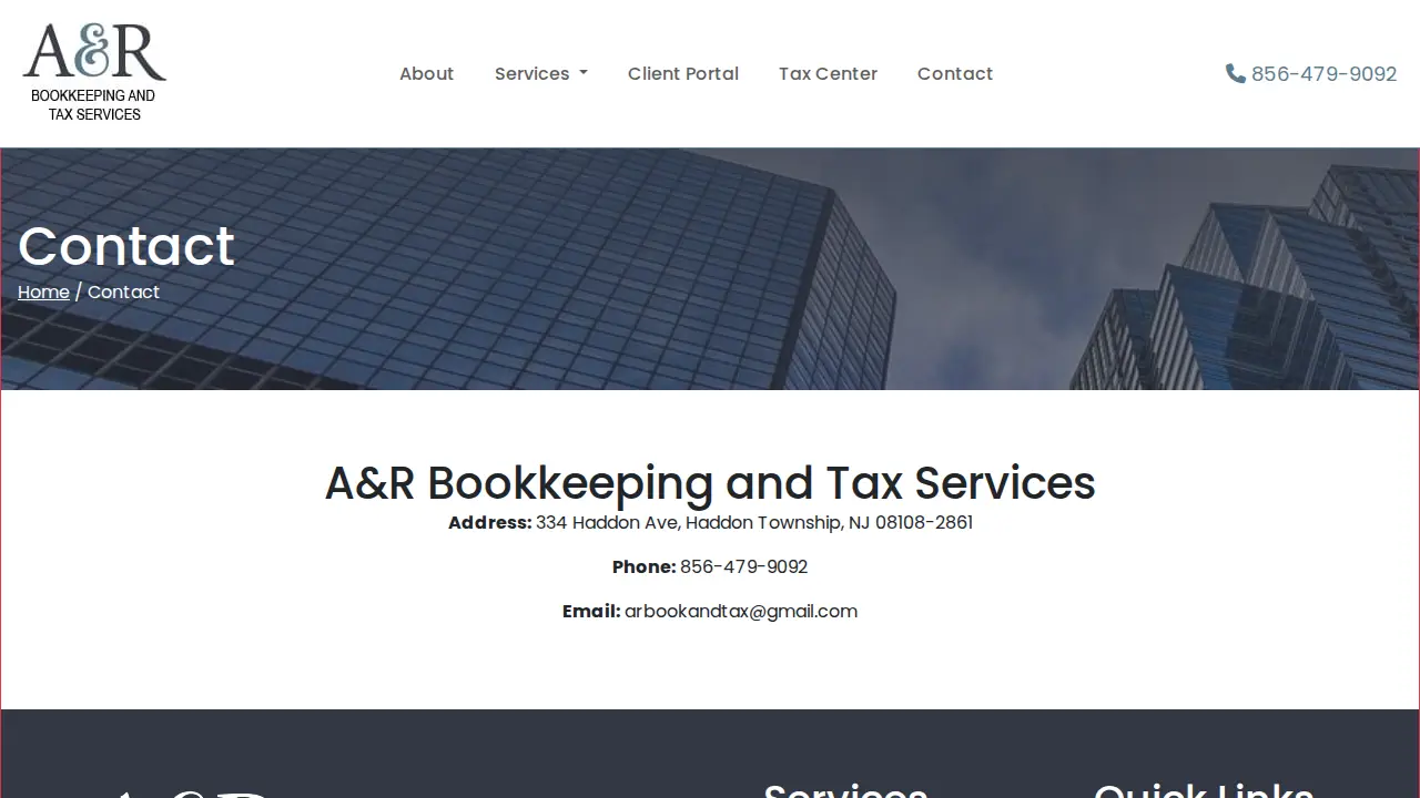 A&R Bookkeeping and Tax Services website