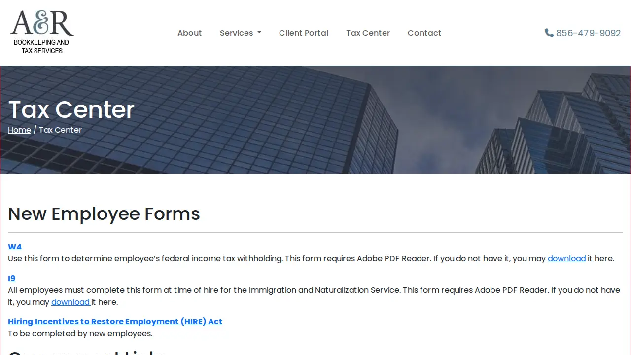 A&R Bookkeeping and Tax Services page