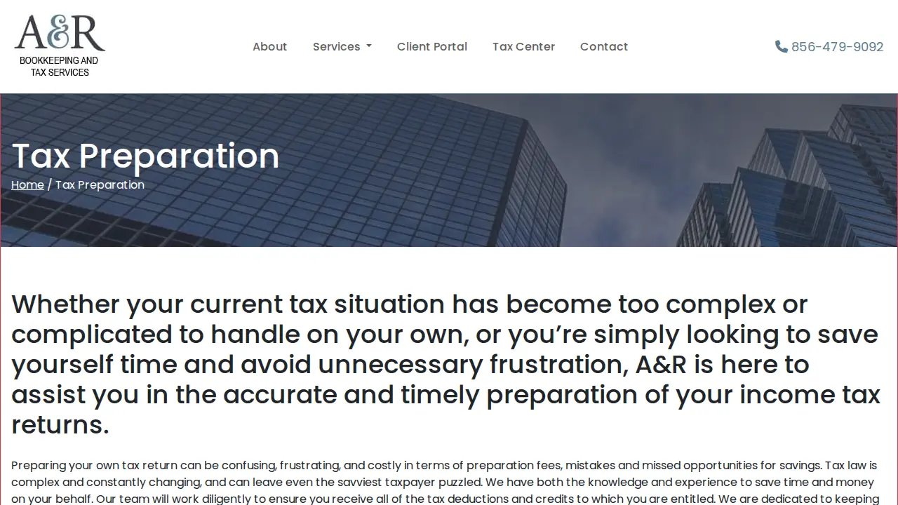 A&R Bookkeeping and Tax Services page
