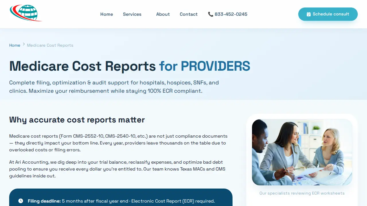 ARI BILLING & ACCOUNTING Services page