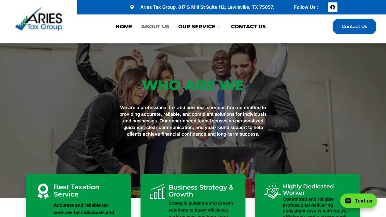Aries Tax Group LLC page