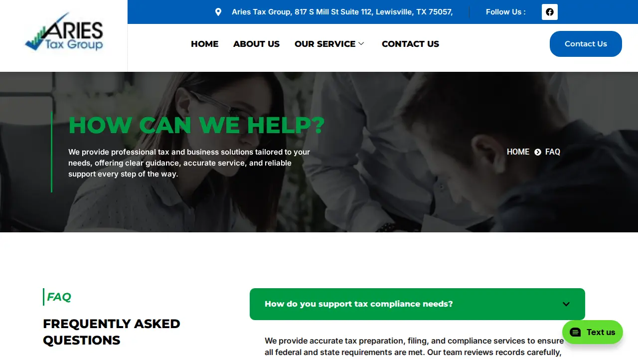Aries Tax Group LLC page